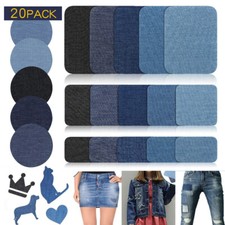 20PCS Iron On Denim Patches Jeans Fabric Repair Patches Clothes Mending Stickers