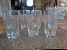 7 x Glass tumblers etched