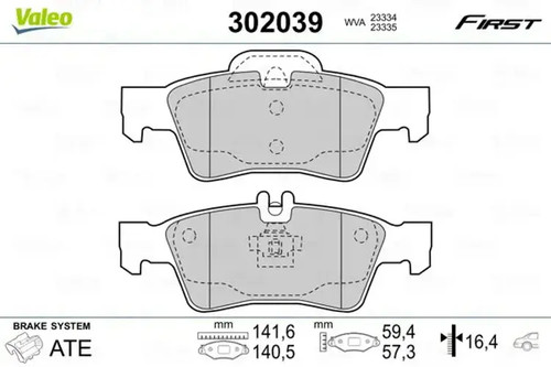 Brake pads rear axle 302039 - pads,