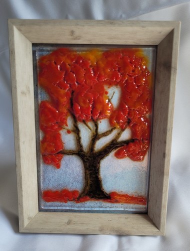 Fused glass art autumn tree - autumn,