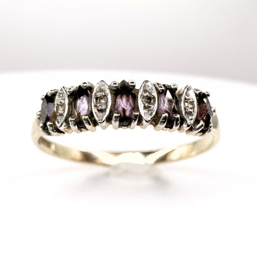 9ct gold amethyst diamond - gold,