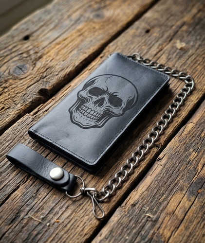 Skull genuine leather biker - leather,