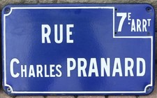 Old blue French enamel street