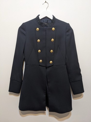 Zara navy coat jacket - navy,
