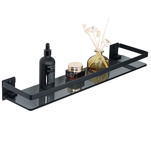 Bathroom shelf tempered black - tempered,