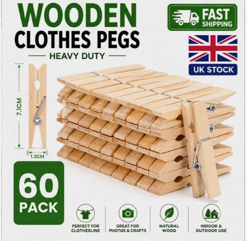 60pcs wooden clothes - wooden, pegs