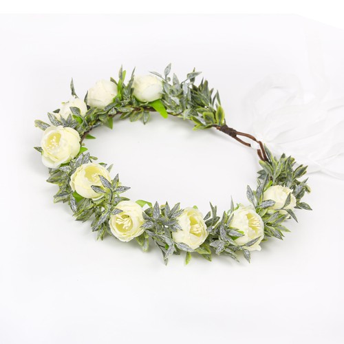 Green wedding flower crown - wedding,