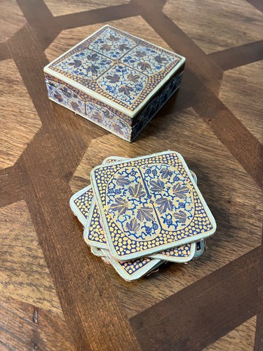 Vtg wood hand painted blue - wood,