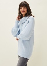 Brand New Phase Eight Dahlie Chunky Knit Cowl Neck Jumper in Pale Blue £85 6-18