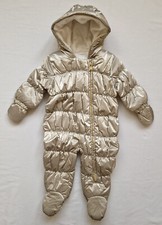 NEXT Gold Pramsuit Snowsuit All In 1 With Hood Mittens Baby Girl 12-18-24 Months