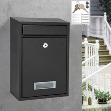 Black Large Letter Box Post Mail Box Wall Mounted Post Box Lockable With Keys UK
