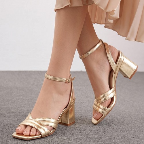 Women metallic block heel - block,