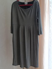 Masai Clothing Company Dress SizeXXL Black White Dot Print Long Sleeve Loose Fit