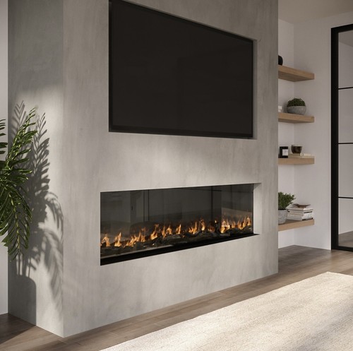 Media wall inset electric - electric, fire
