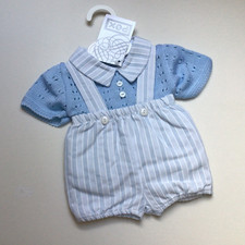 Spanish Baby Boy clothes blue knitted top and shorts dungaree suit outfit