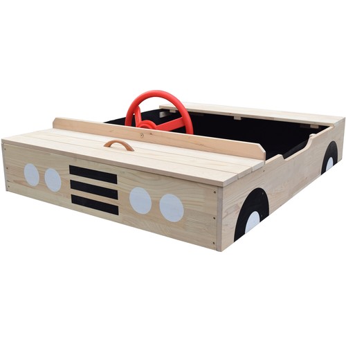 Car shaped wooden sandpit with - car,