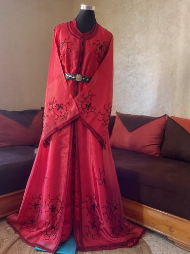 Classic red organza beaded - organza,