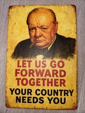 Winston Churchill Metal Tin Sign 12"x8" – Vintage Style Wall Plaque,Man Cave Bar