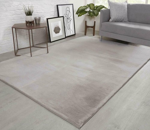 Natural faux rabbit fur rug - faux,