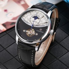FORSINING Men's Automatic Watch Luxury Tourbillon Moonphase Leather Band Watches