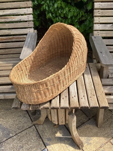 Vintage wicker doll cot crib - vintage,