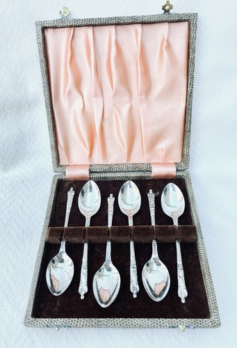Cased set six silver - of, plated