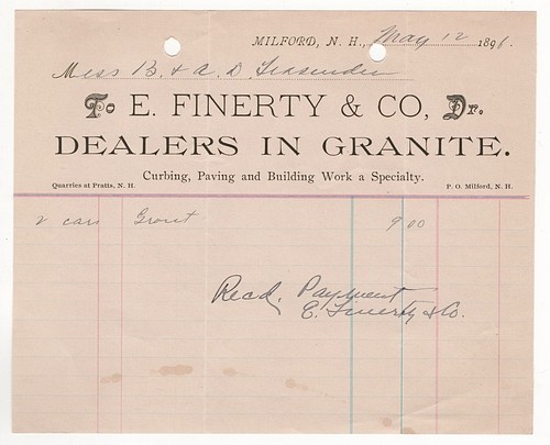 1896 finerty billhead - finerty,