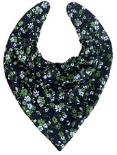 Adult Dribble Bib Special Needs Black/Green/White Flowers Bandana Bib Drool Bib