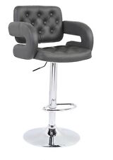 1 x Grey Faux Leather & Chrome Bar Chairs W53cm x D43cm x H96-118cm MURRY