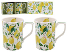 Pair Lemon Mugs Fine China Mug Set For Coffee or Tea Gift Boxed Present Leonardo