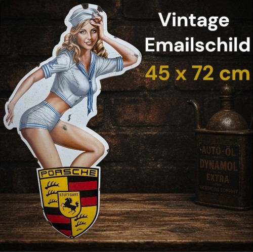 Vintage porsche enamel plaque - enamel,