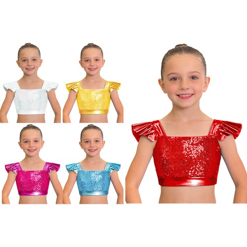Girls sequin ruffle sleeve - uk,