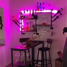 Industrial Pipe Shelf Wine Rack Wall Mounted Wine Shelf Steam Punk Pipe Organize