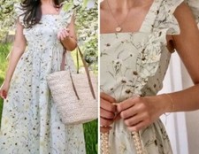 H&M Wildflower Conscious Collection Green Floral Maxi Dress BNWT UK SIZE M