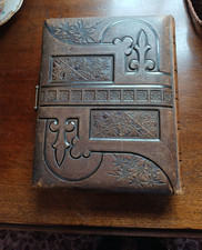 antique Tooled Leather  Victorian photo album 48 pics Belfast UK