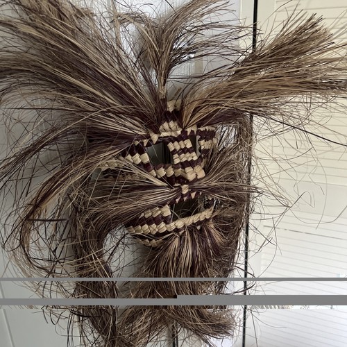 Tribal mask woven - tribal, straw