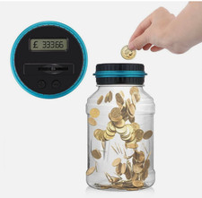 DIGITAL PIGGY BANK UK COIN COUNTING JAR MONEY BOX COIN SAVING POT NEW