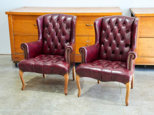 Vintage wingback chairs faux - chairs,