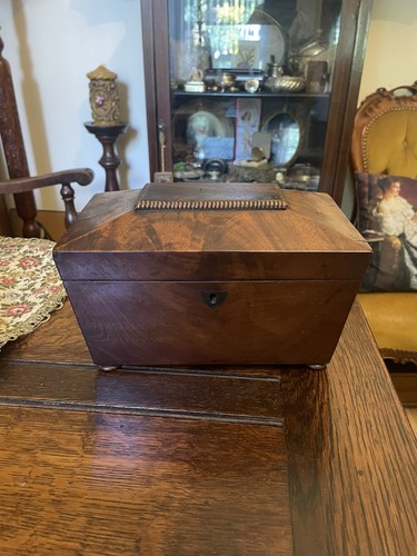 Antique wooden tea caddy box - antique,
