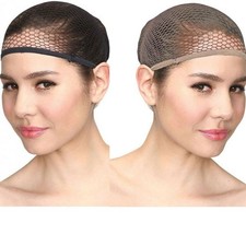 5 PCS Wig Cap Fishnet Weaving Mesh Stocking Sleep Hair Elastic Liner Real BEIGE
