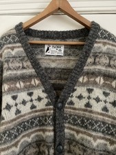 Men's Floss Cardigan - Size M - Icelandic - Pure New Wool - Brown Grey Mix