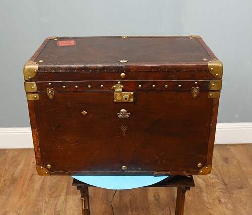 Vintage leather travel trunk - vintage,