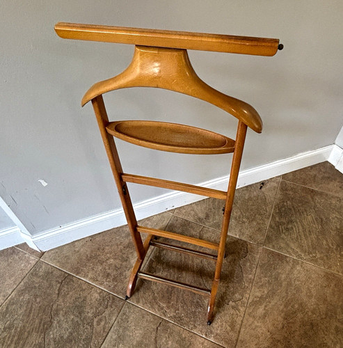 Vintage wood valet suit - wood, stand