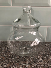 Attractive Bulbous 8” Footed Glass Bon Bon Jar with Lid