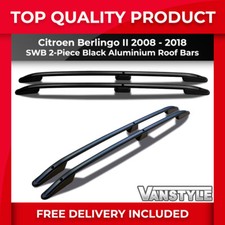 FITS CITROEN BERLINGO II 08-18 MATTE BLACK SWB ALUMINIUM ROOF RAIL BARS RACK