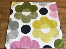 16” Square Cushion Cover Made W/ Orla Kiely Sunset Flower & Scribble Fabric New