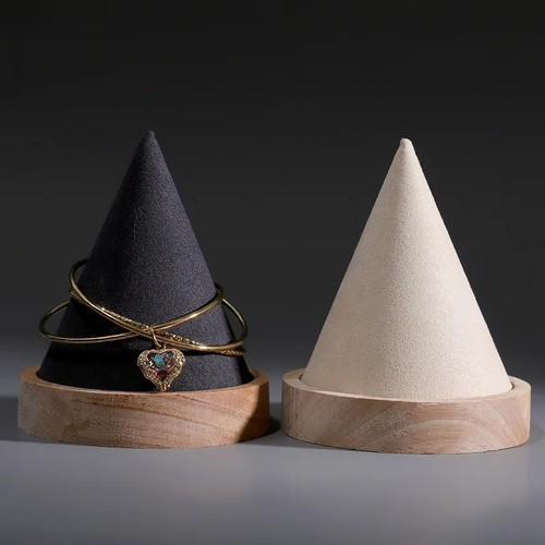 Wood cone jewelry display - wood,