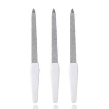 Pack of 3 Double Sided Nail Filer Anti Slip Stainless Steel File. White.*