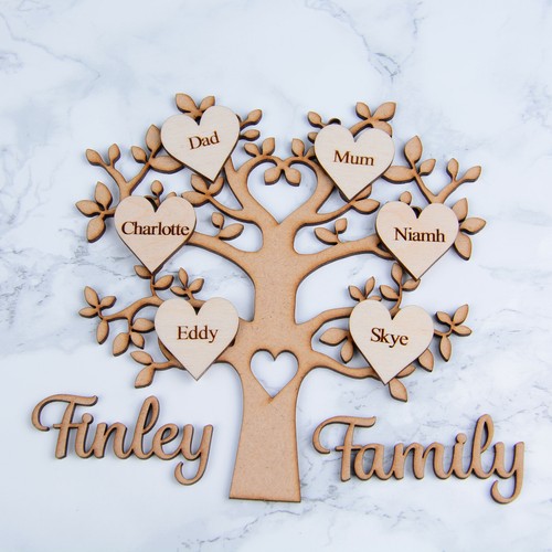 Wooden family tree with heart - family,