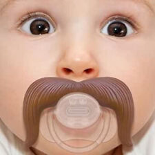 LARGE BROWN MOUSTACHE DUMMY Funny Baby Babies Gift Shower Pacifier Toddler UK